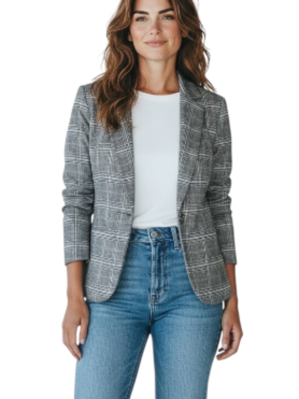 Vintage Joan Rivers Womens Classics Collection Plaid Open Front Blazer M